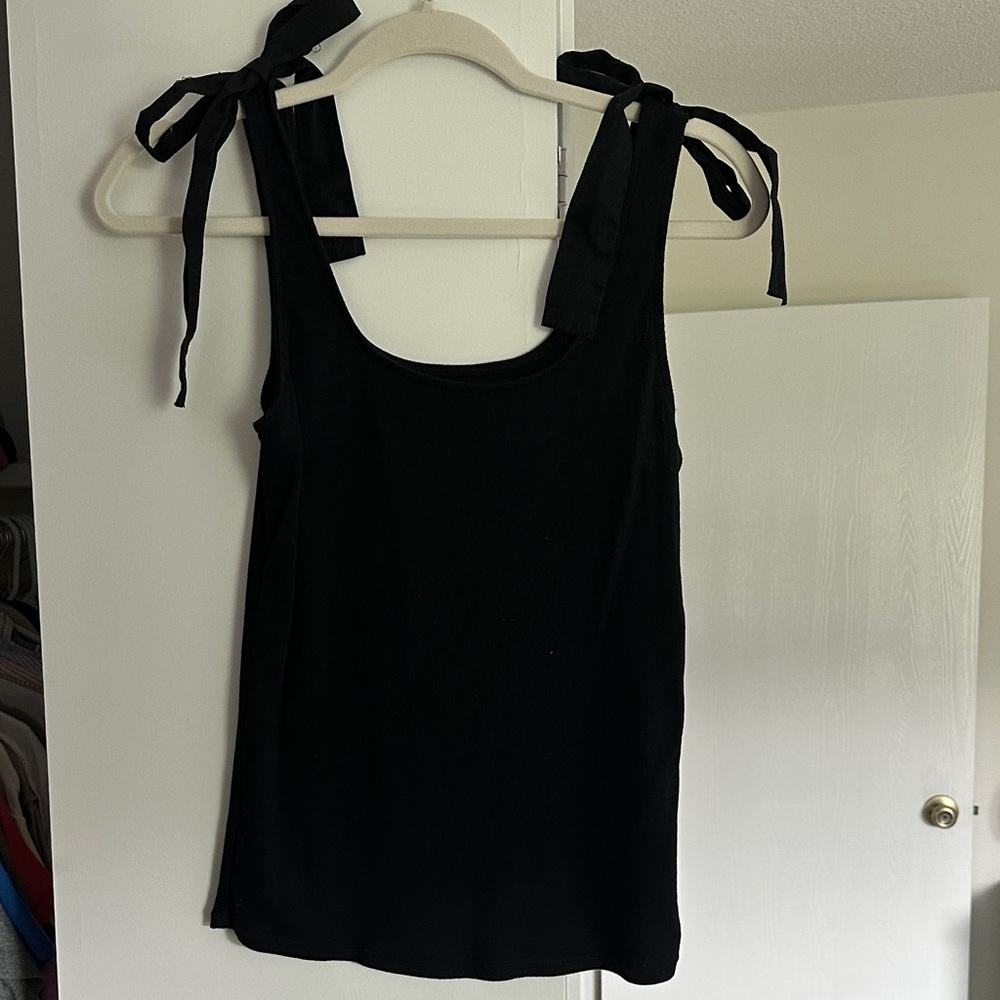 a new day Black Tie-Strap Tank Top